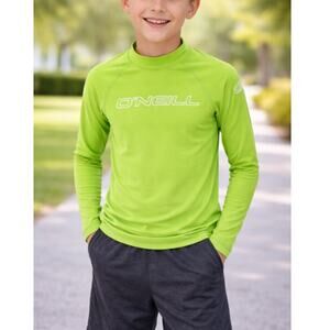 O'Neill Kid's Boys Lime Basic Skins Long Sleeve Rash Guard Tee Size 12